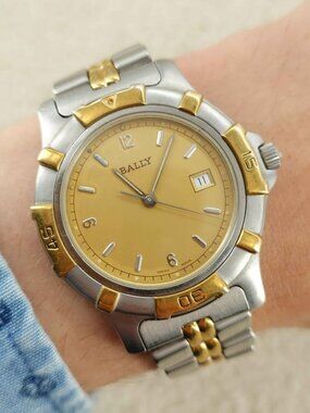 Bally Men’s Watch Quartz 73.04 Swiss ETA Diver Style Two-Tone 38mm Working VTG